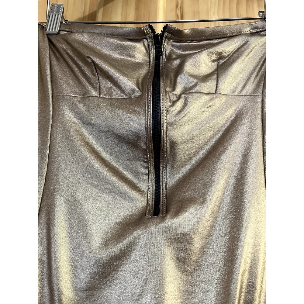 J Crew size 6 metallic gold glamorous strapless  front zip bodysuit brand new - Picture 2 of 6